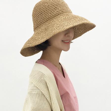 Production of straw hats for women's summer versatile foldable sun hats, seaside beach hats, casual hats, sunscreen straw hats