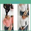 Elegant Polyester Long Sleeve T Shirt With Lace Trim And Rhinestones For Office Wear
