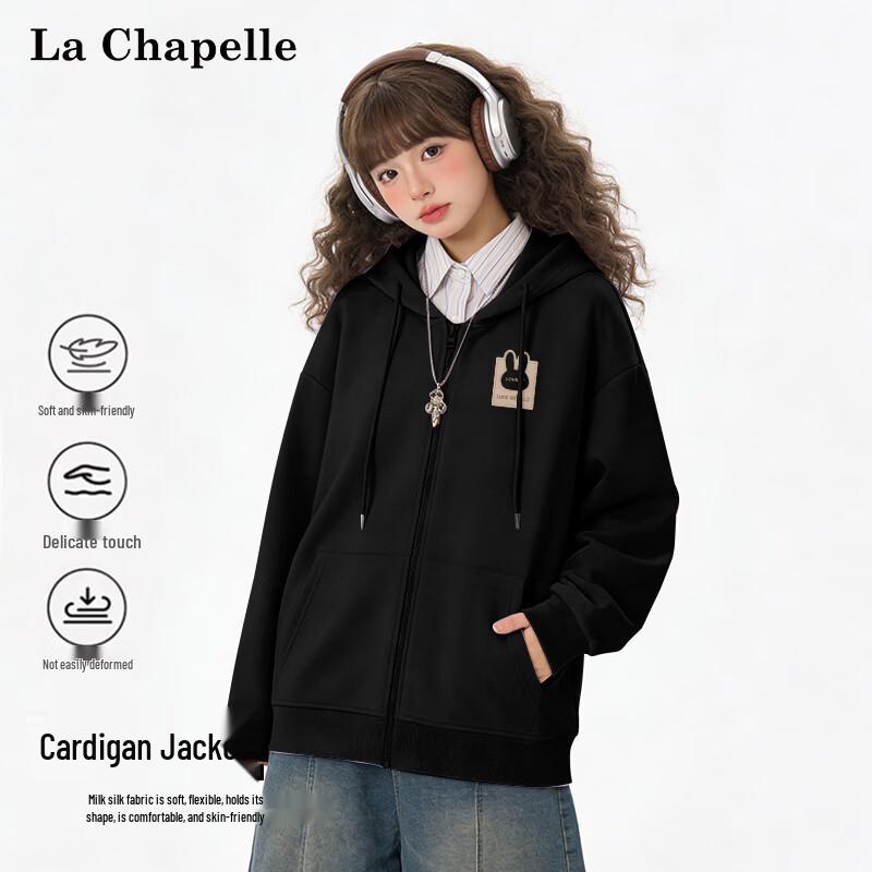 La Chapelle Women s Hooded Loose Fit Cardigan Sweatshirt with Rabbit Print 2XL