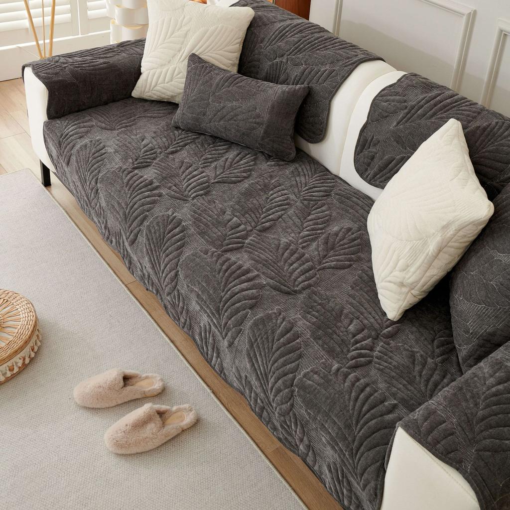 Kremowy Styl Nordycka Poduszka na Sofę Uniwersalna na Cztery Pory Roku Antypoślizgowa Prosta Poduszka Pokrowiec na Sofę z Chenille Pokrowiec Ręcznikowy