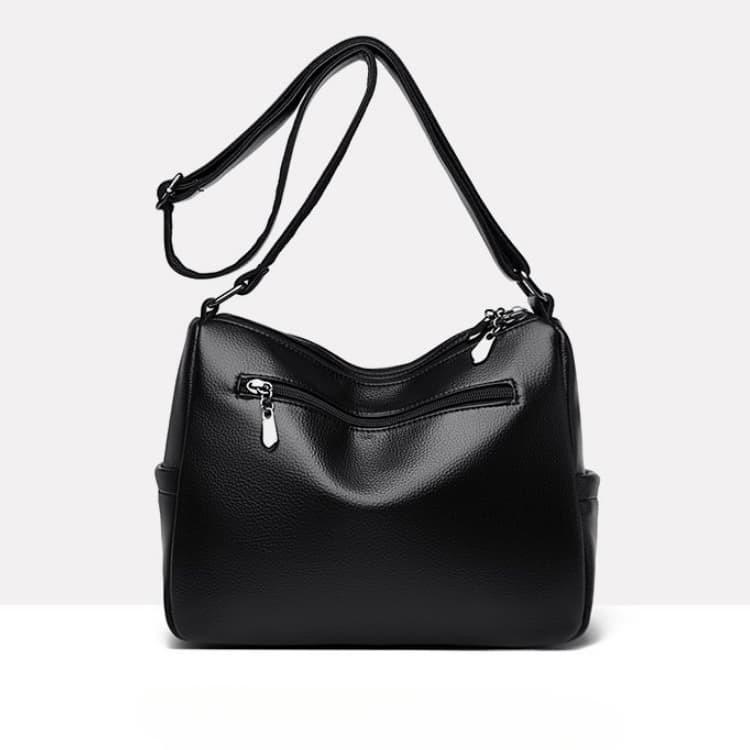 Weiche Leder-Umhängetasche mit mehreren Reißverschlüssen, vielseitige Schultertasche