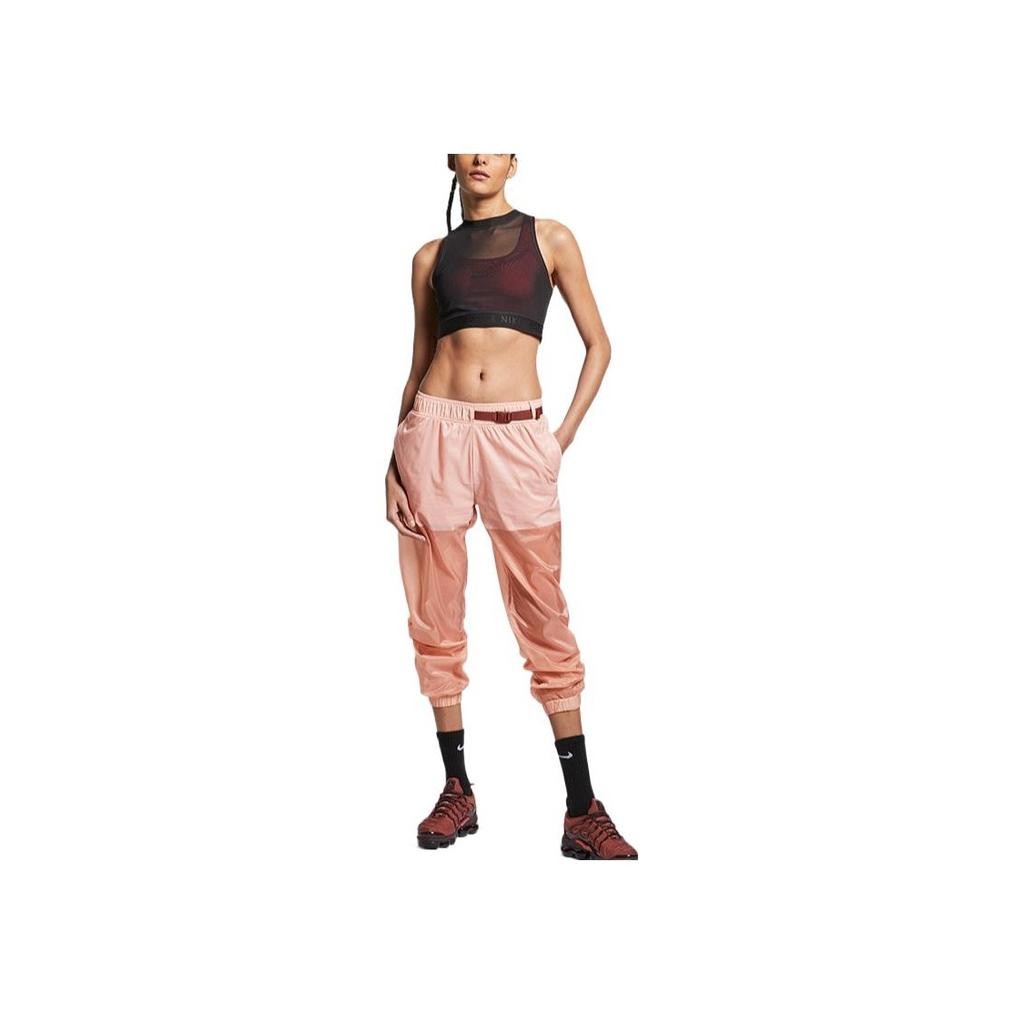 Nike Printed Brand Logo Elastic Cuff Retro Color Block Casual Pants Spring Women Bottoms Pink AV4269-605
