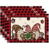 Set of 1/2/4/6/8 Christmas Placemats; 12X18 Inch Gnome Christmas Ball Linen Table Mats, Seasonal Winter Holiday Table Decor, Suitable for Family
