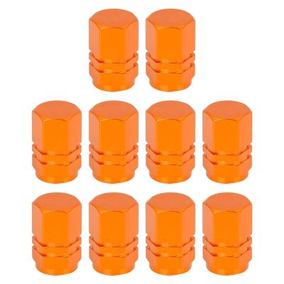 X AUTOHAUX Tire Stem Valve Cap Wheel Valve Cover Car Dustproof Hexagon Aluminum Alloy Tire Cap 10pcs Orange
