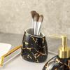 Exquisite Gold Plated Black Ceramic Bathroom Set Lotion Bottle Soap Dispenser Household Mouthwash Cup Dish Bathroom Accessories