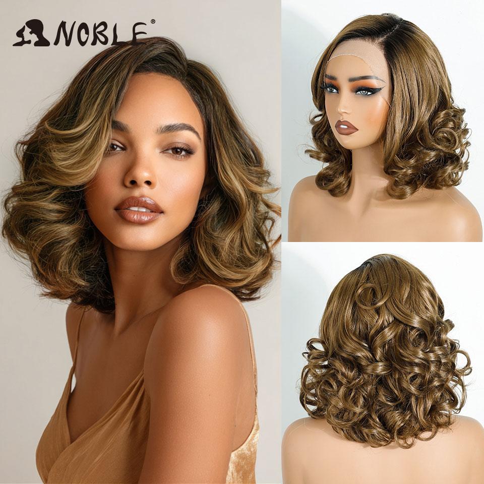 Noble Cosplay Wig Synthetic Lace Front Wig Wavy Lace Wig Ombre Lace Front Wig Blonde Wigs For Women Lace Wig synthetic Lace Wig (as the picture,150%&10inches&Lace Front)