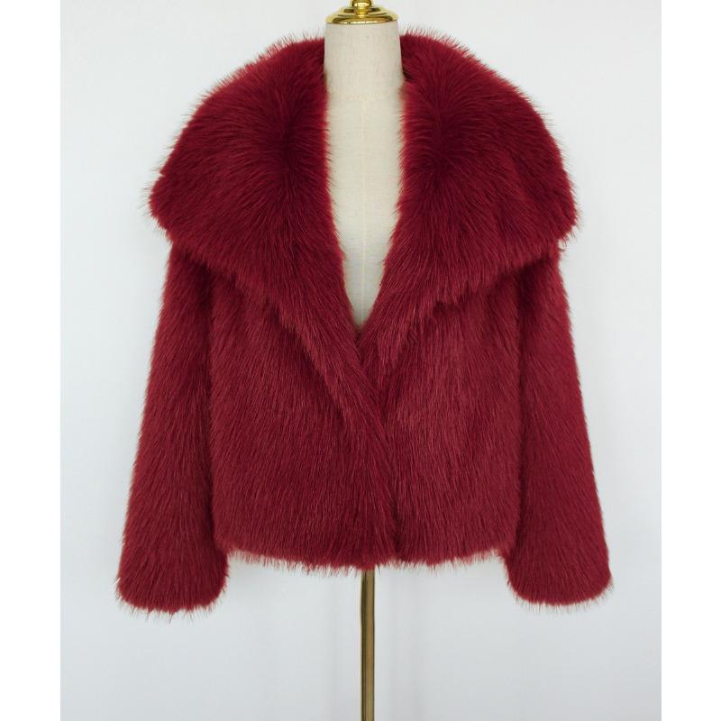Womens Luxury Faux Fur Coat Lapel Short Winter Warm Jacket