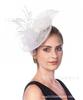Pălărie înaltă cu pene stil britanic Bandană pentru banchet de nuntă european și american, spectacol la Jockey Club Accesorii de păr Pălărie înaltă din in