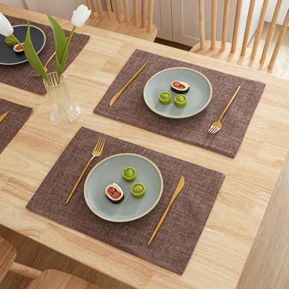 

1pcs Simple Nordic Ins Style Linen Solid Color Kitchen Linens Insulated Heat-resistant Table Mat Western Style Coaster 30x46cm
