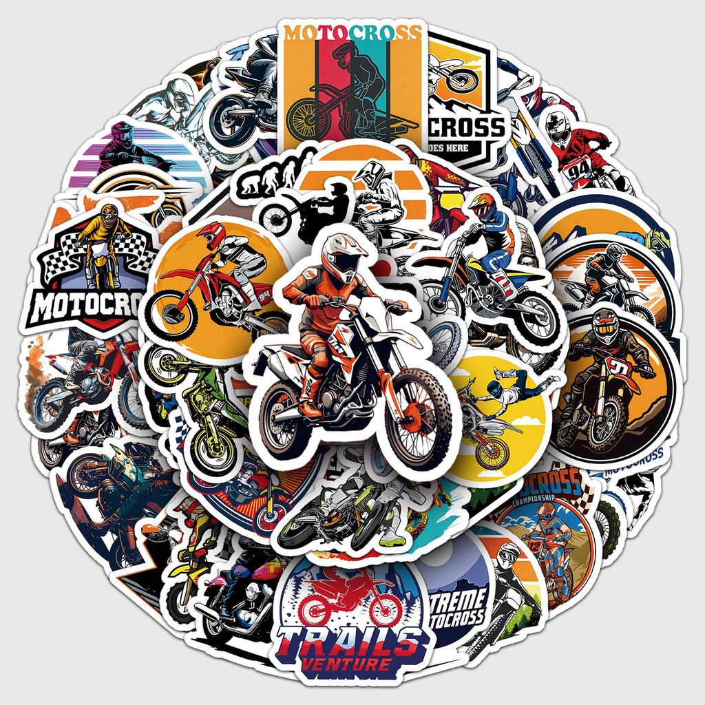 50 Off-Road Motorcycle Stickers: Cool, Waterproof Helmet & Suitcase Decorations