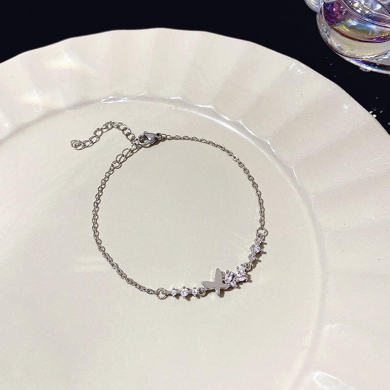 Micro-inlaid zircon butterfly bracelet women's light luxury niche design girlfriend bracelet retro super fairy spring jewelry