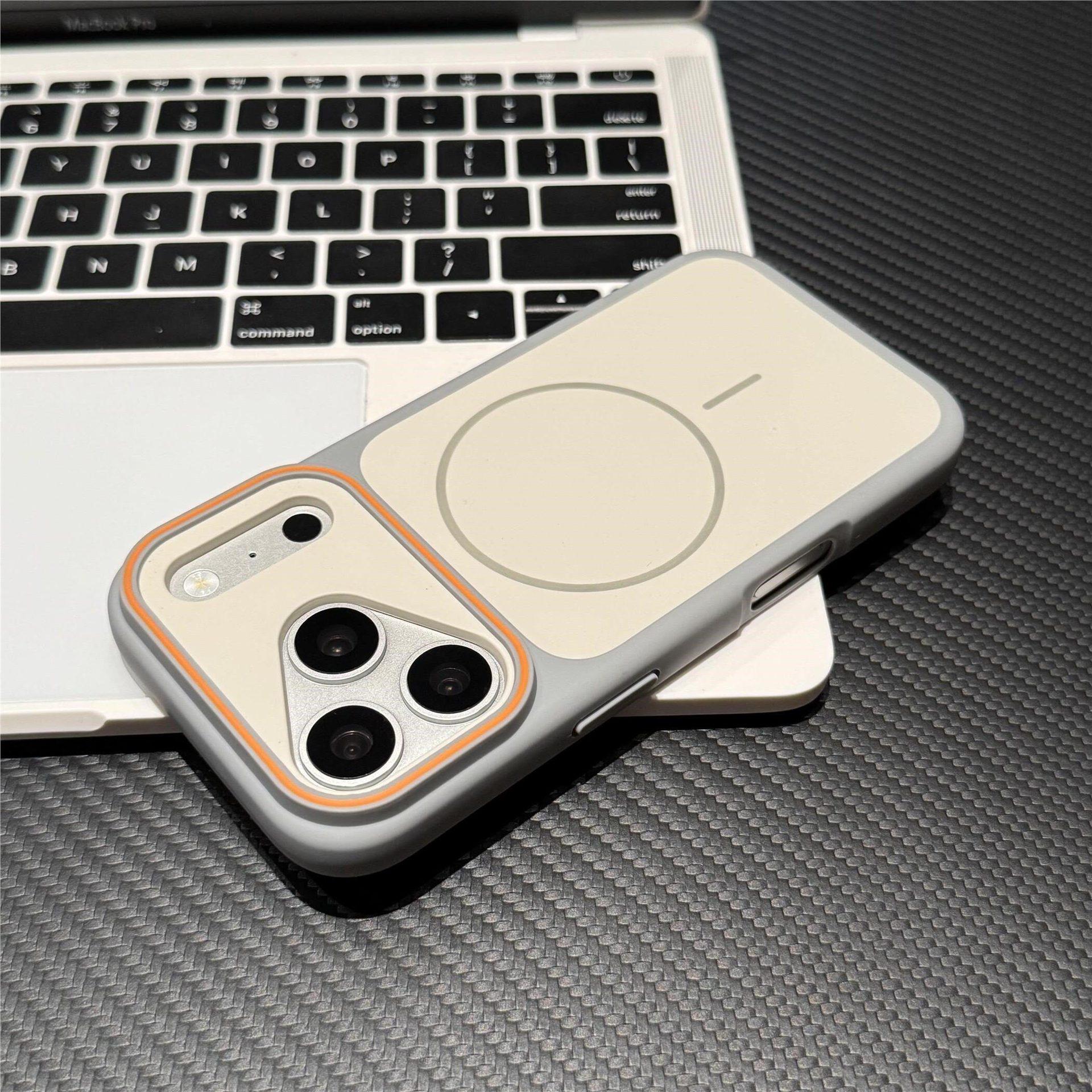 iPhone 17 Pro Max Matte Magnetic Skin-Feel Color-Block Case for Apple 16 High-End Protection 16 PLUS