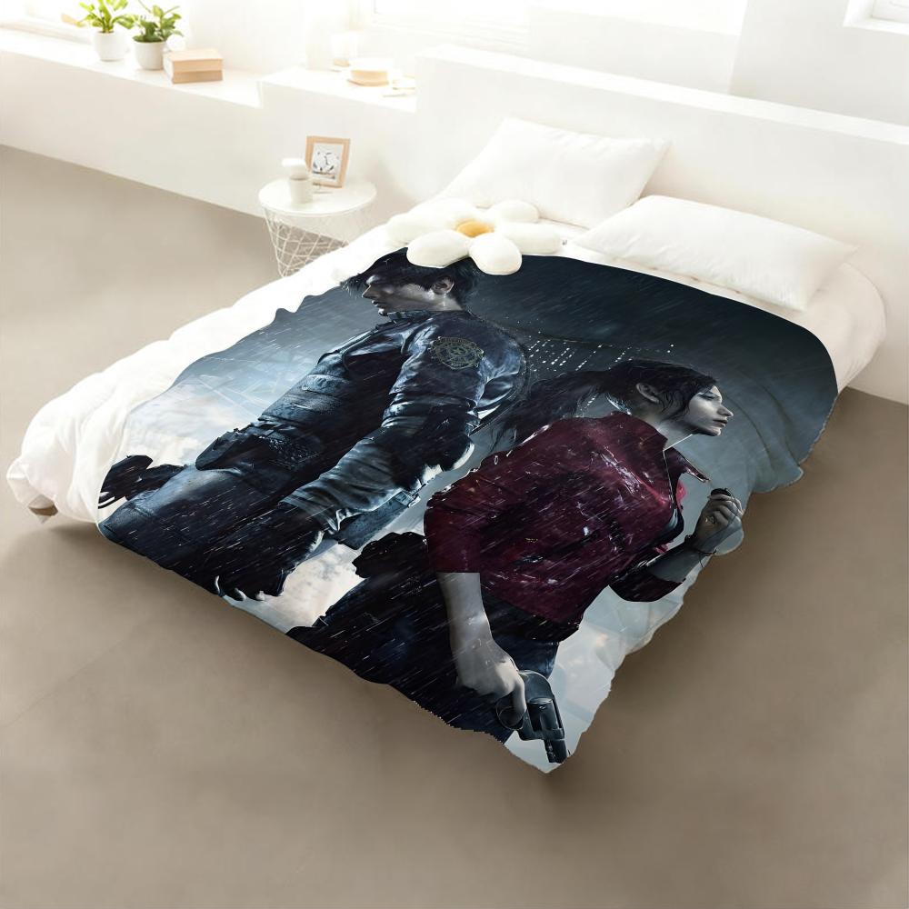 

Game Resident Evil Throw Flannel Throw Blanket: Soft Kid-Friendly Warm Anti-Static All Season Washable Couch Bed Home 75x90cm
