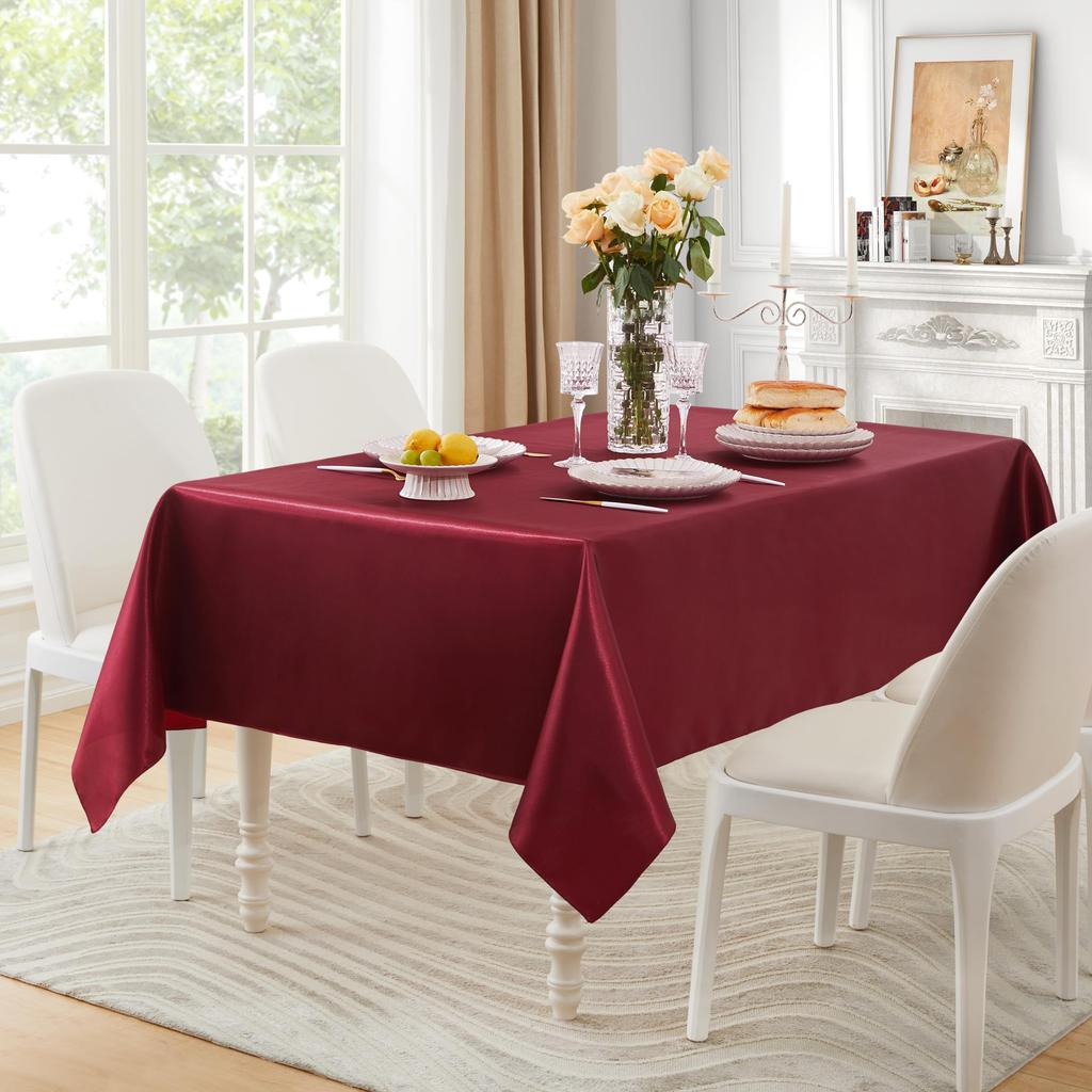 1 Pack Rectangle Tablecloth Stain Resistant Wrinkle Free Silkly Table Cloth, Satin Dining Table Cloths For Dining Room, Indoor