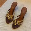 Fashion NEW Women Weaving Cross Leather Crystal Heels Open Hollow Shallow Sandals Elegant Sequins Stiletto Sandals Dress Shoes