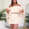 Summer New Solid Color One-shoulder Design Slit Casual Sleeve for Women