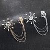 1PCS Rudder Anchor Brooches Luxulry Fashion Men Tassel Chain Zircon Suit Shirt Badge Brooches Jewelry Accessories Gifts