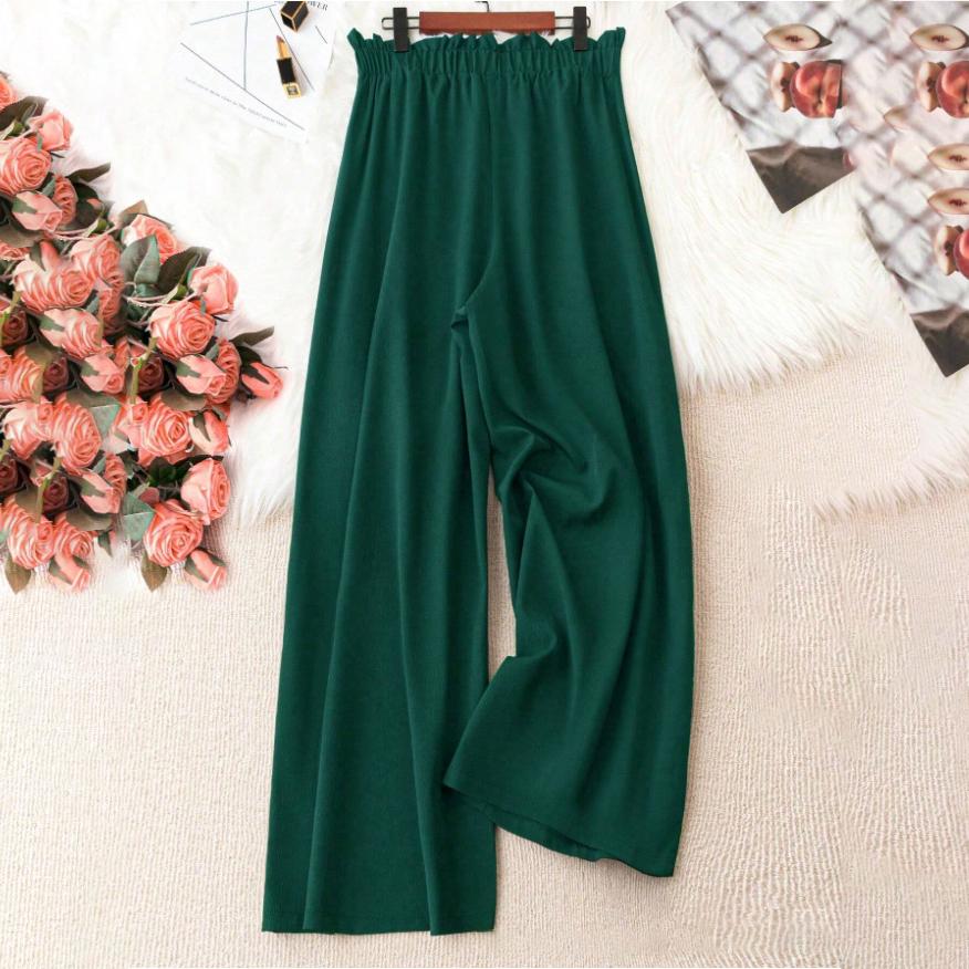 

Большие размеры L-4XL повседневные брюки женские большие однотонные свободные брюки с завязками на талии XL зелёный