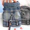 Pet puppy dog clothes with leash ring spring autumn winter denim jacket vest jacket
