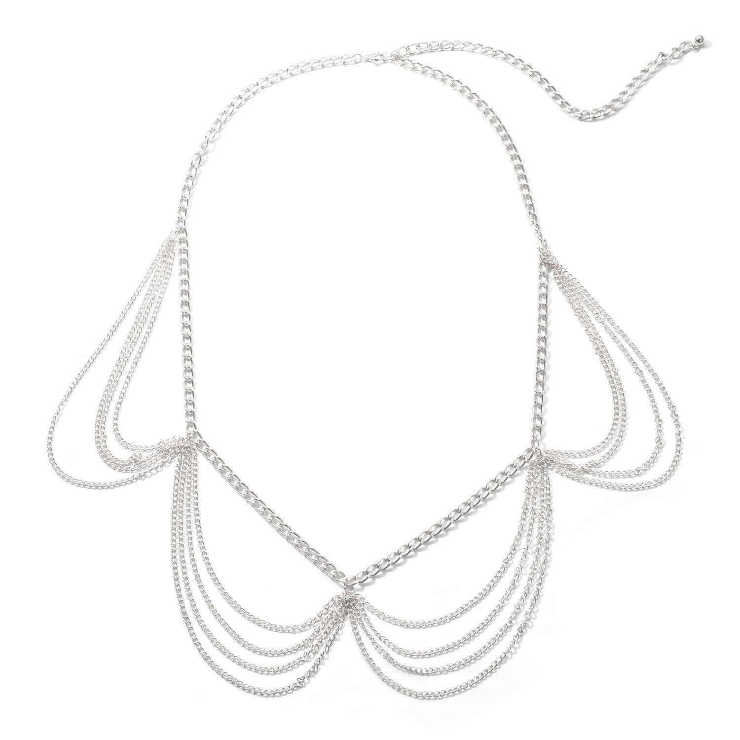 European, American, Bohemian metal chain body chain, women s retro punk nightclub sexy waist chain