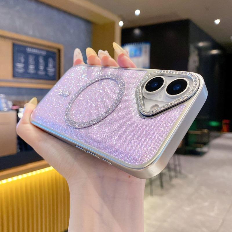 Applicable To IPhone16proMax Starry Sky Flash Powder Magnetic Phone Case Apple 15 Advanced Sense 14 Anti Fall Protection Case