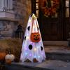 Halloween Ghost Decor Lighted Porch Goose Outfit And Flag Set for 23 Inch Statue, Outdoor Yard Ornament Spooky Clothes with Pumpkin Bucket Patio Lawn