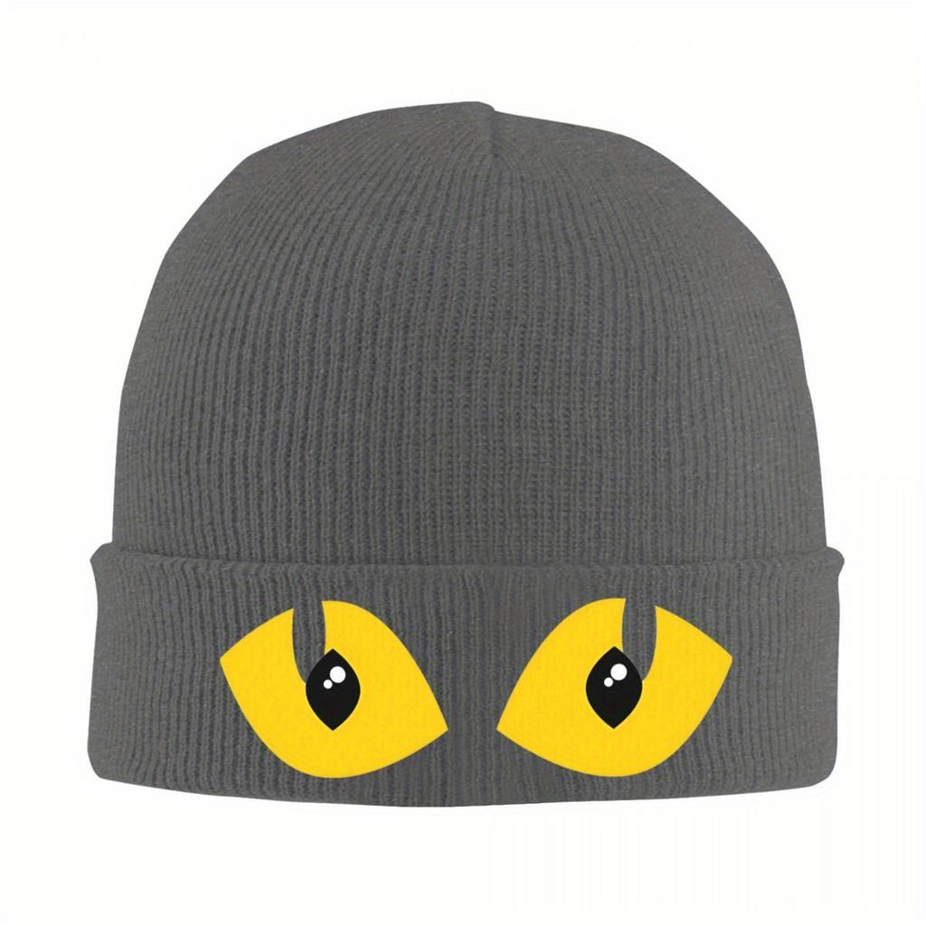 Evil Yellow Eyes Beanie Hats Skullies Beanies Kpop Warm Unisex Women Caps Winter Pattern Casual Bonnet Hats Gift Idea