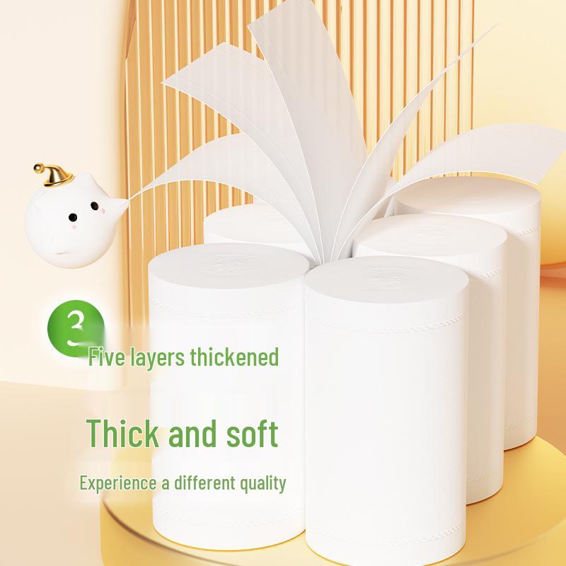 Thickened Coreless 5-Ply Toilet Paper for Women & Babies, Imported Wood Pulp, 2 Rolls, 125g Each