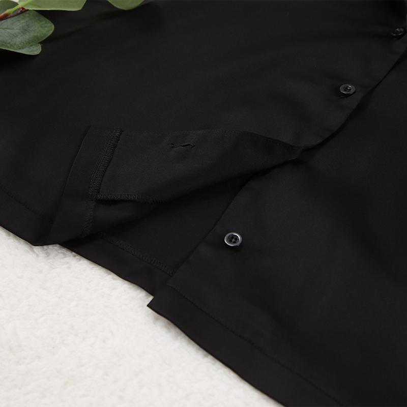 Hirsionsan свободные рубашки с длинными рукавами и шелковистые брюки заниженные комплекты — фото 17