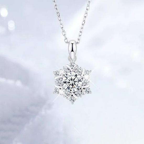 

Первый Снег S999 Стерлинговое Серебро Ожерелье Снежинка - Элегантная Подвеска 2025 на Рождество Цепочка на Ключицу