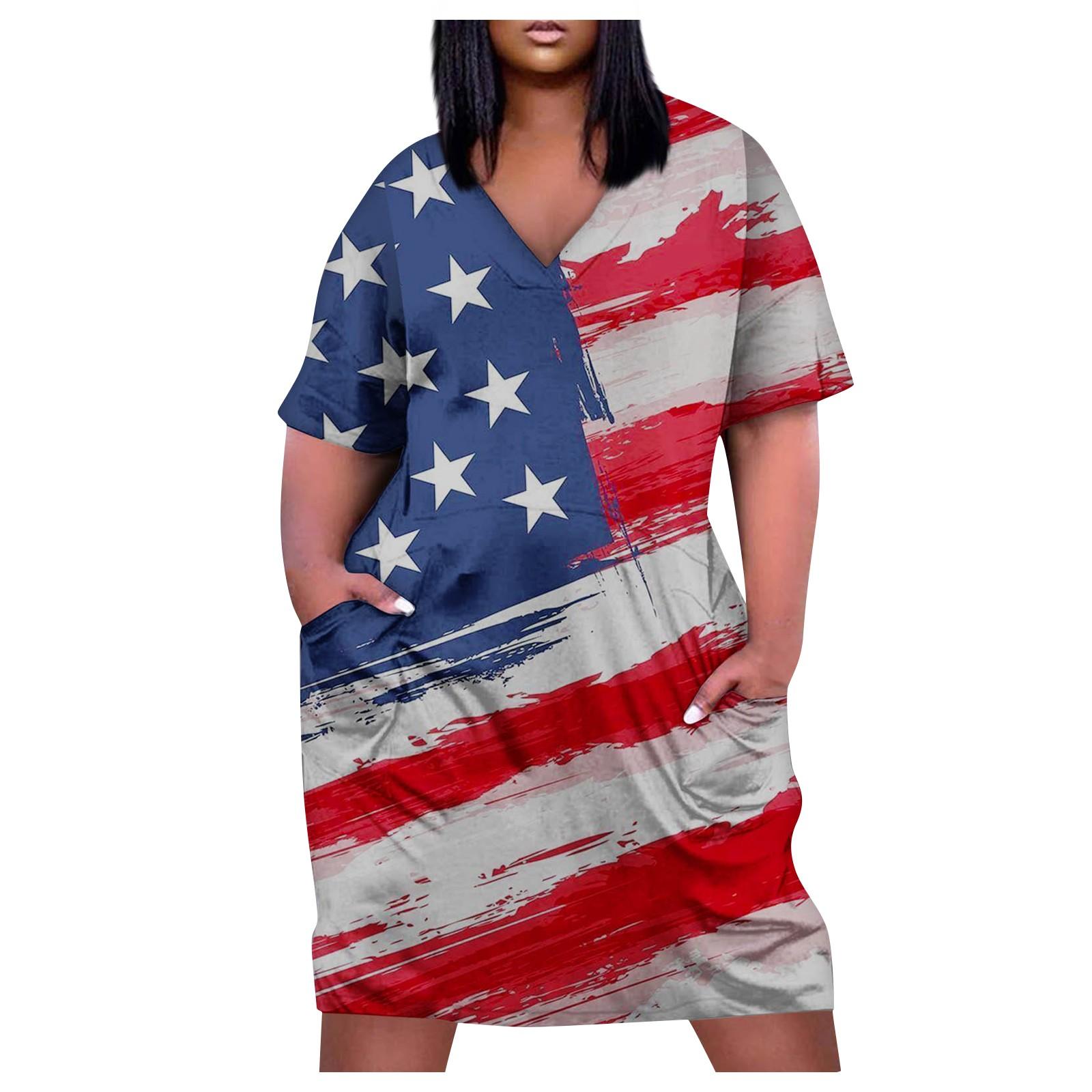 Женское летнее повседневное платье больших размеров с V-образным вырезом и коротким — фото 3