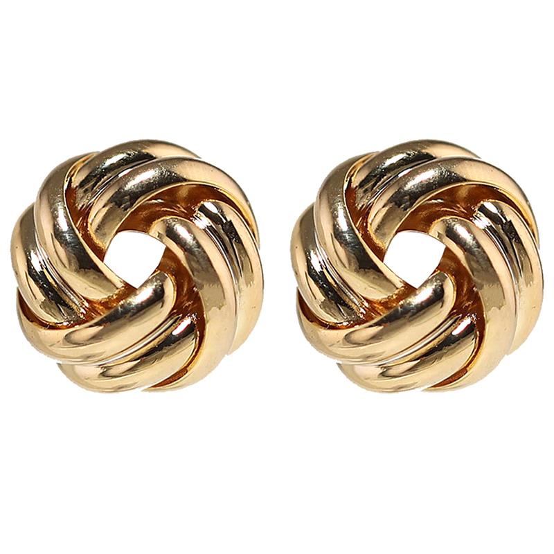 

(HS)1Pair Vintage Metal Twist Knit Knot Ball Earrings Stud Earring For Women Female Fashion Design Twine Earrings Jewelry Gifts