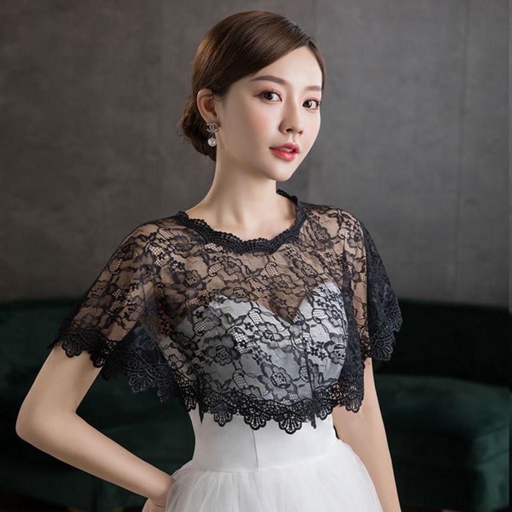 Hollow Out Lace Cover Up Tops Retro Fake Collar Fashion Lace Shawl Poncho  Shoulder Decoration