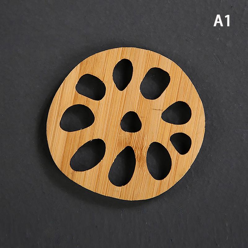 Creative Lotus Flower Drink Coasters Wooden Round Cup Mat Table Mat Tea Coffee Mug Placemat Home Decoration Kitchen Accessories