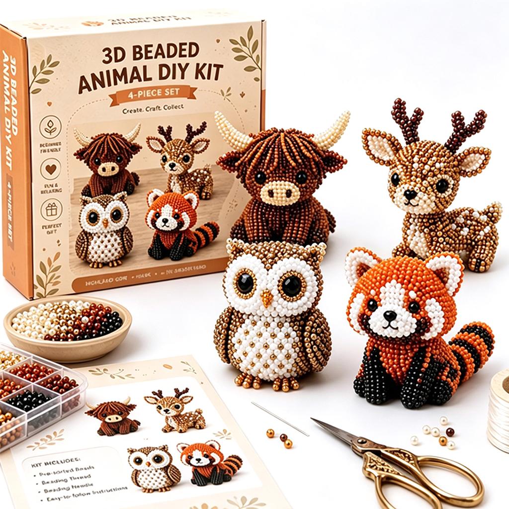 Kit Creativo Animale con Perline 3D Fai da Te Set Creativo con Perline Animali Carini Set Artistico con Perline Fatto a Mano per Adulti Adolescenti Decorazione per la Casa