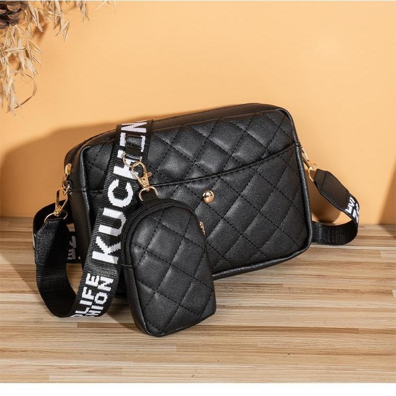 Embroidered Shoulder Bag Two-piece Set Daily Versatile Messenger Bag Large-capacity Bag Women