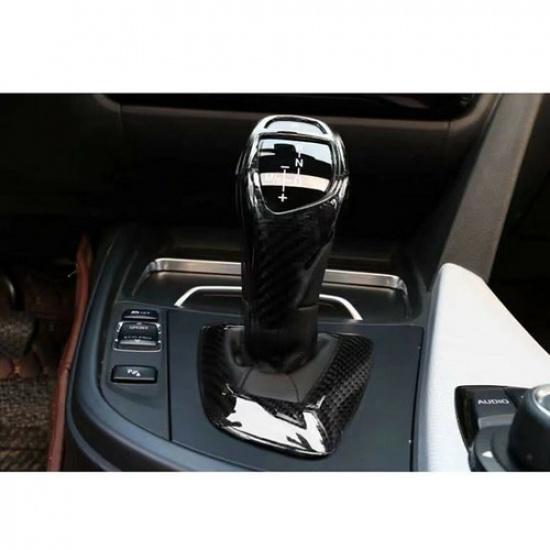 For BMW F30 F20 F10 F15 F25 X5 X3 Gear Shift Knob Cover Trim Carbon Fiber Style