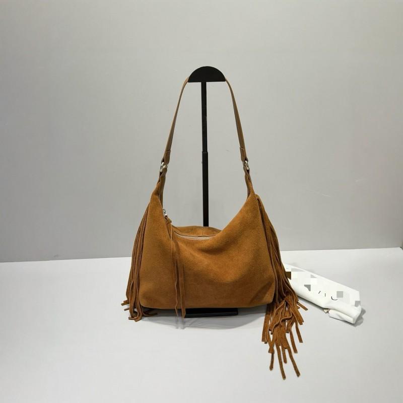 Vintage Fringed Suede Hobo Bag Large Capacity Shoulder Crossbody Versatile Soft Underarm