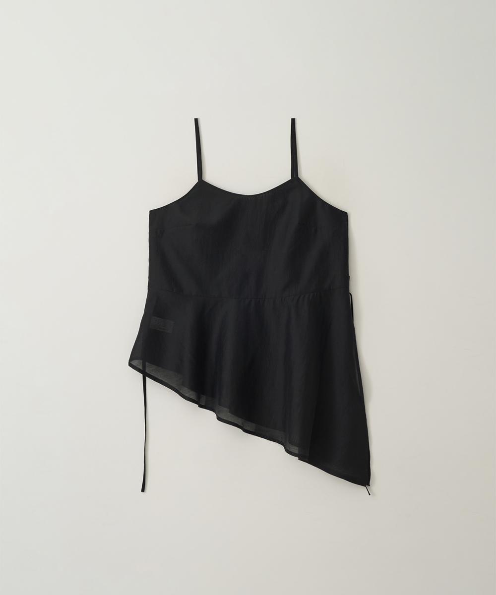 Make A Toast Asymmetrical Frill Sleeveless Top Black Mbesto015Bk Black/S