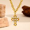 Womens Stainless Steel Cross Necklace Premium Pearl Collarbone Chain Fashion Jewelry