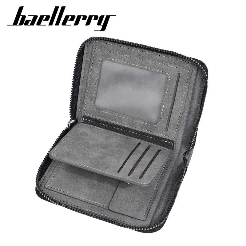 Baellerry Vintage Design Zipper Card Holder Business Fashion Men Coin Purse Short Wallets GZW