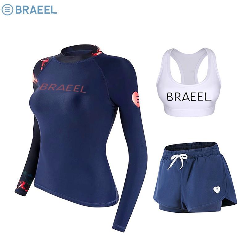 Womens UV Protection Long Sleeve Rash Guard Set With Pants Diving Snorkeling Surfing Swimming