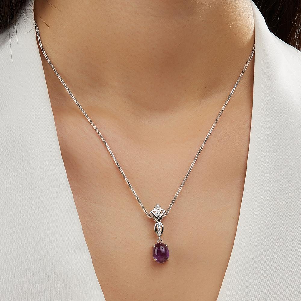 925 Sterling Silver jewelry set rings earrings necklace Natural Amethyst oval 8*10mm fine jewelry for women's banquet gifts