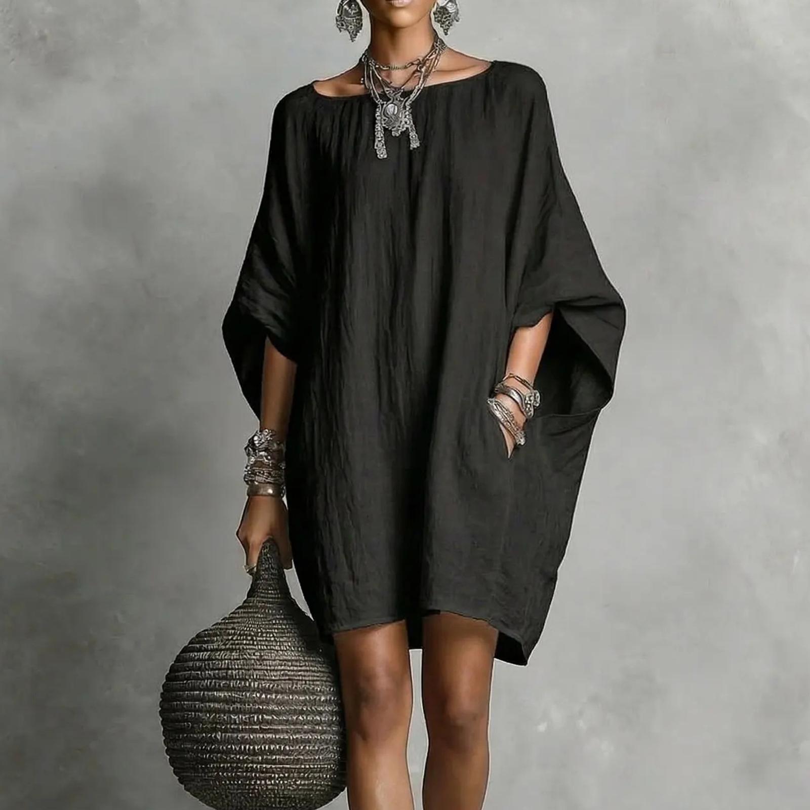 Ladies  Casual And Fashionable Cotton And Linen Dress L