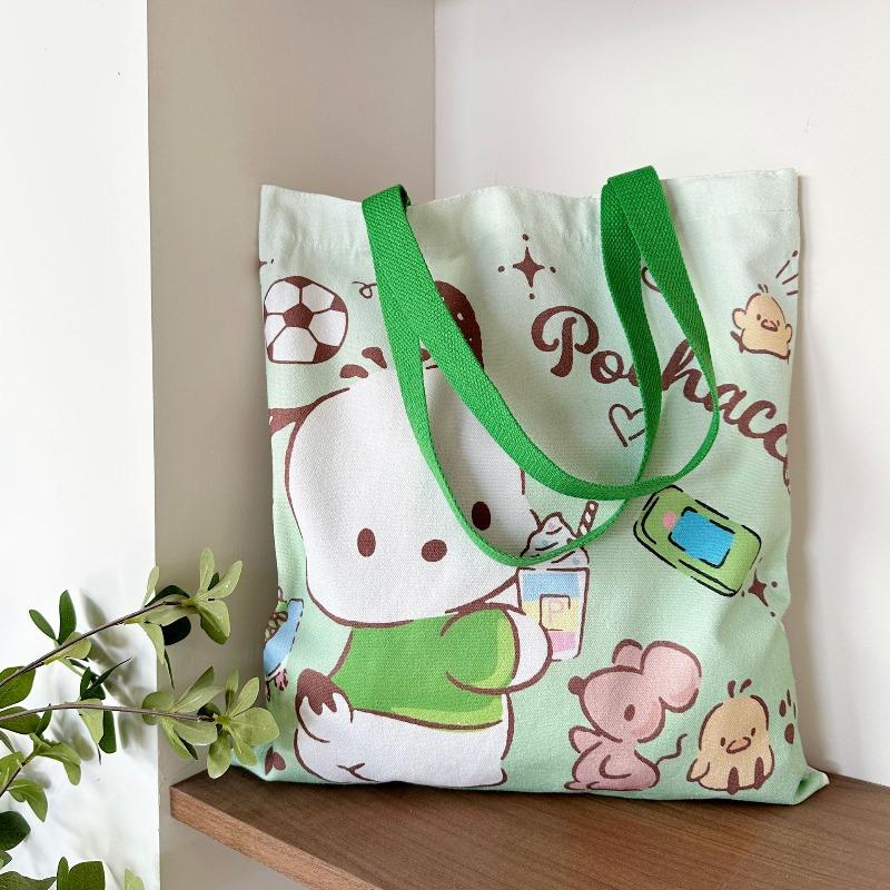 Cartoon student canvas bag cute animation large capacity book shoulder shopping bag tutoring bag versatile handbag