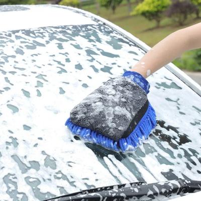 Car Wash Gloves Chenille Waterproof  Microfiber Mitt Soft Mesh BackDouble-faced Glove Mitt Wax Detailing Brush Car Cleaning Tool