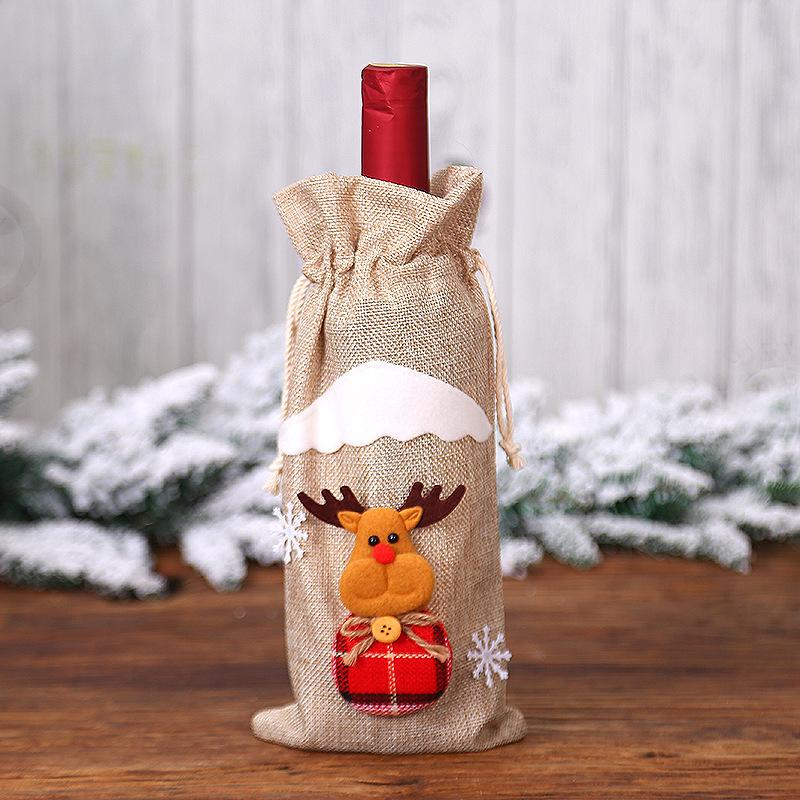 Red Wine Bottle Bag for 2026 Christmas Table Decoration Bow Tie Bottle Case for New Year Party Atmosphere Photography Props XMAS