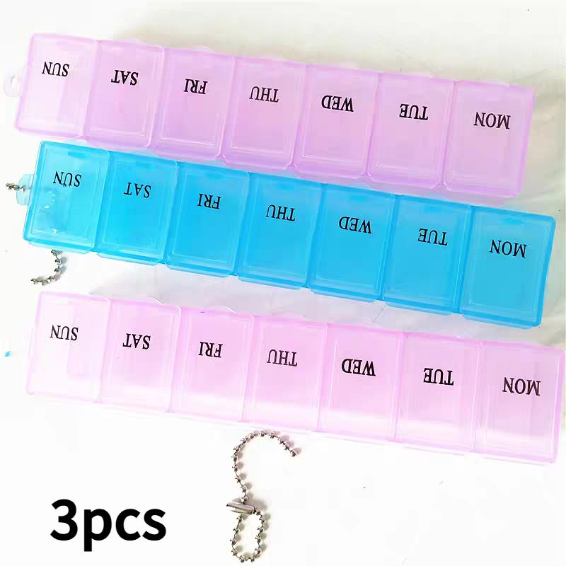 3pcs Portable 7 Day Pill Box Organizer Travel Pill Box Pill Storage Compartment Box Medicine Tablet Holder PillSplitte