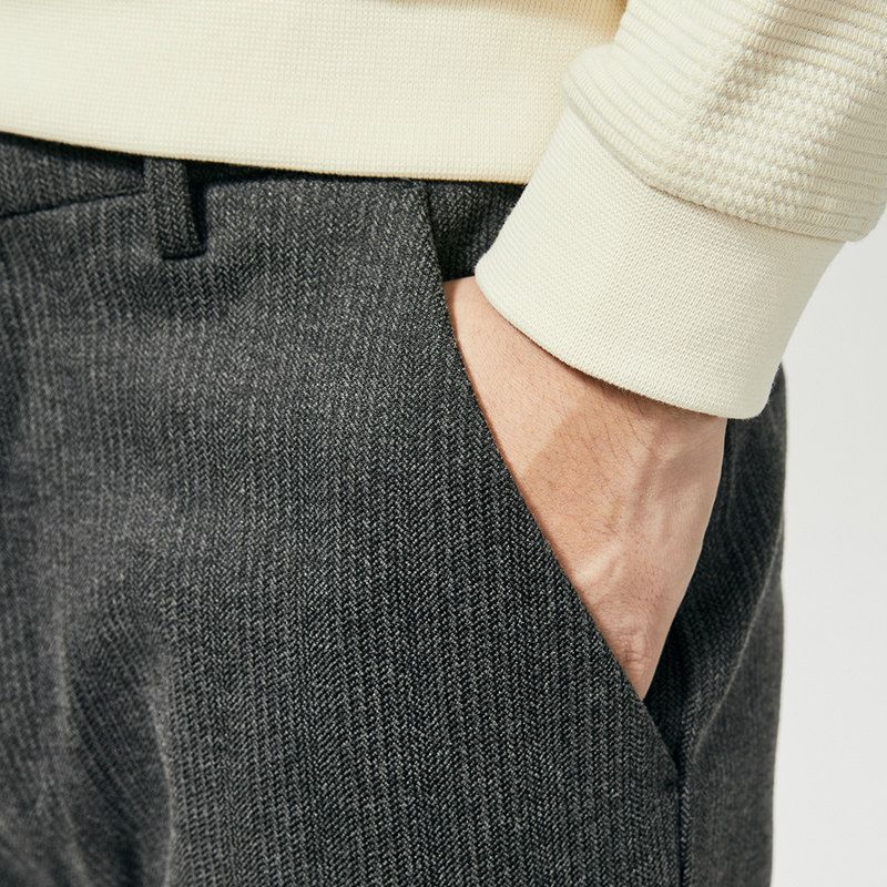 [Accessible Luxury Woolen] Paper Crane Men's Double-Sided Brushed Casual Men's Trousers Men's Suit Pants Autumn and Winter Thick Pants Men