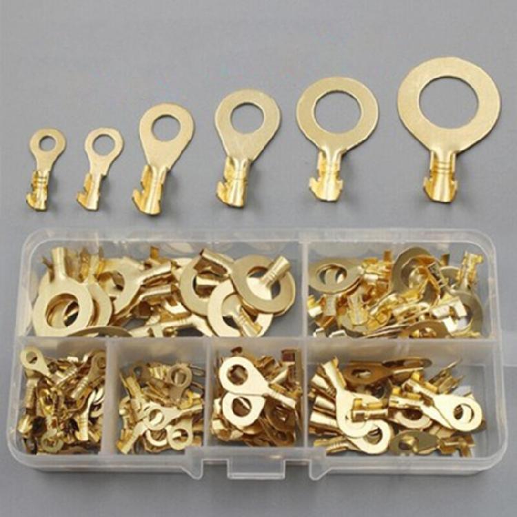 150Pcs Electric Wire Connectors Rings End Terminals None Insulated RingsTerminals Copper Plated Steel Wire Connectors